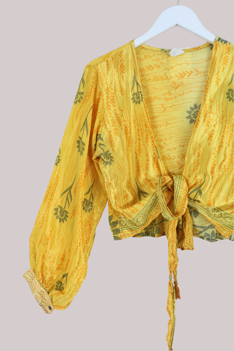 Lola Wrap Top in Marigold Florals - Size XL