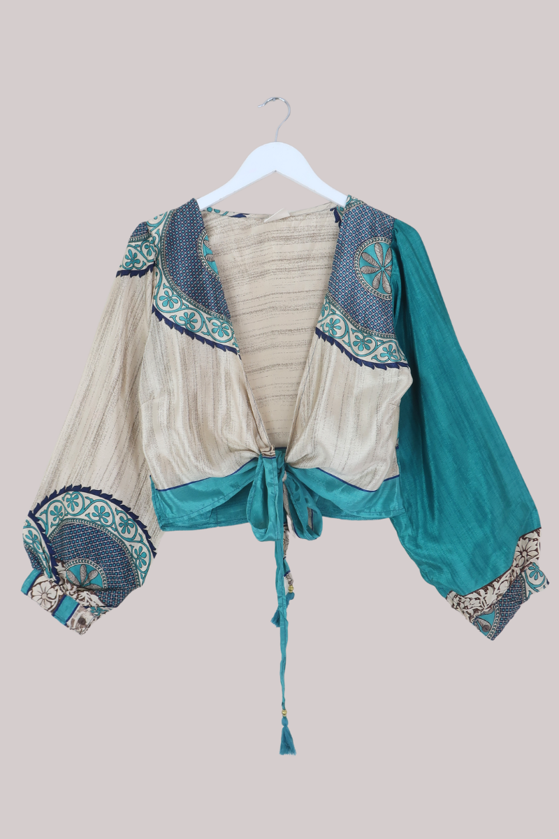 Lola Wrap Top in Mermaid Teal Ceramic - Size L