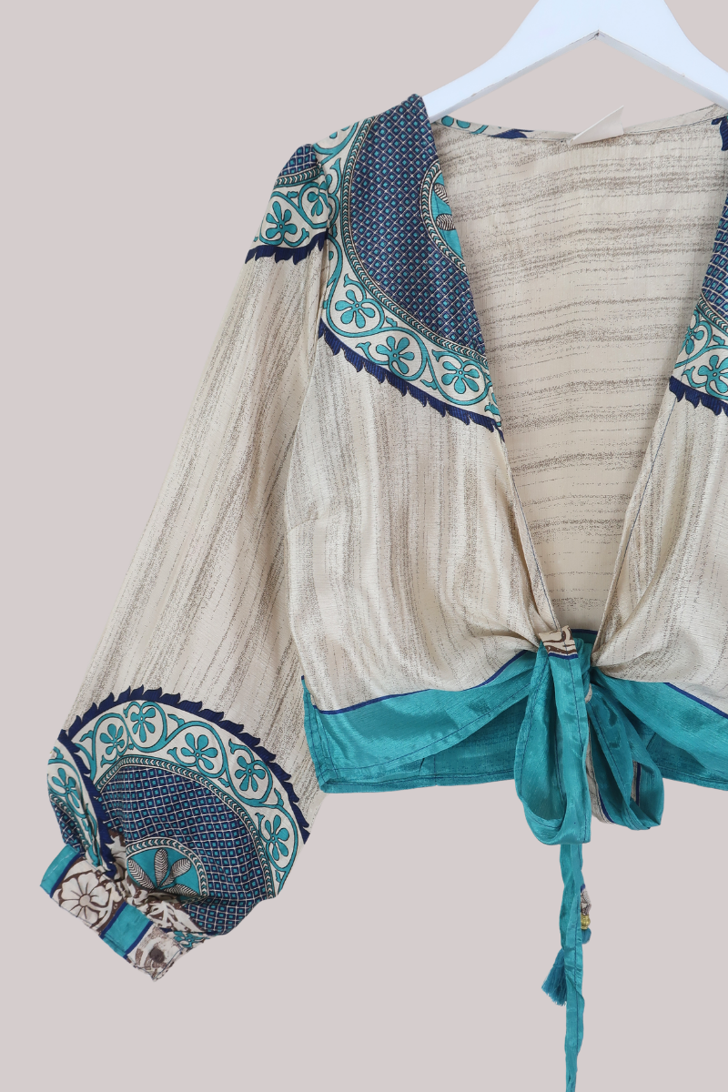 Lola Wrap Top in Mermaid Teal Ceramic - Size L