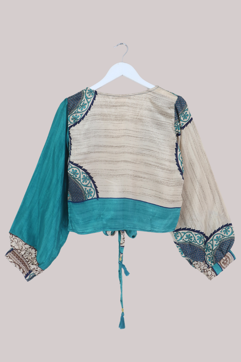 Lola Wrap Top in Mermaid Teal Ceramic - Size L