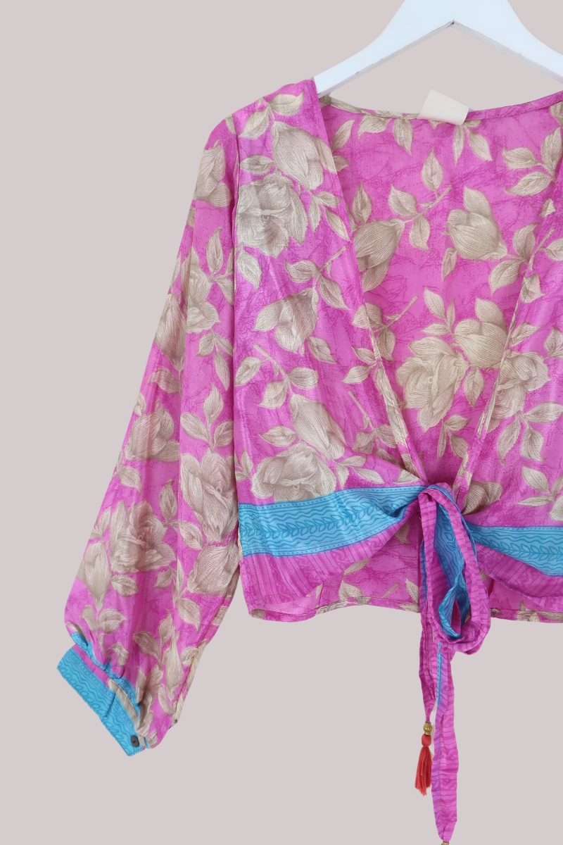 Lola Wrap Top in Orchid Pink Vintage Florals - Size M