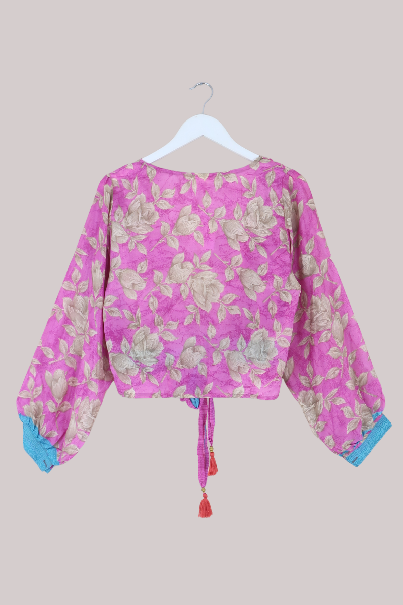 Lola Wrap Top in Orchid Pink Vintage Florals - Size M