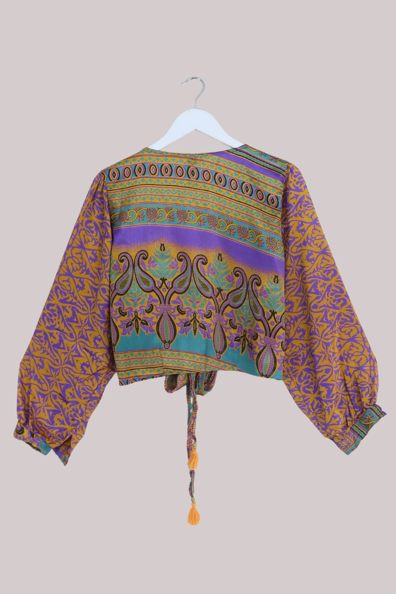Lola Wrap Top in Ornate Amethyst & Gold - Size XL