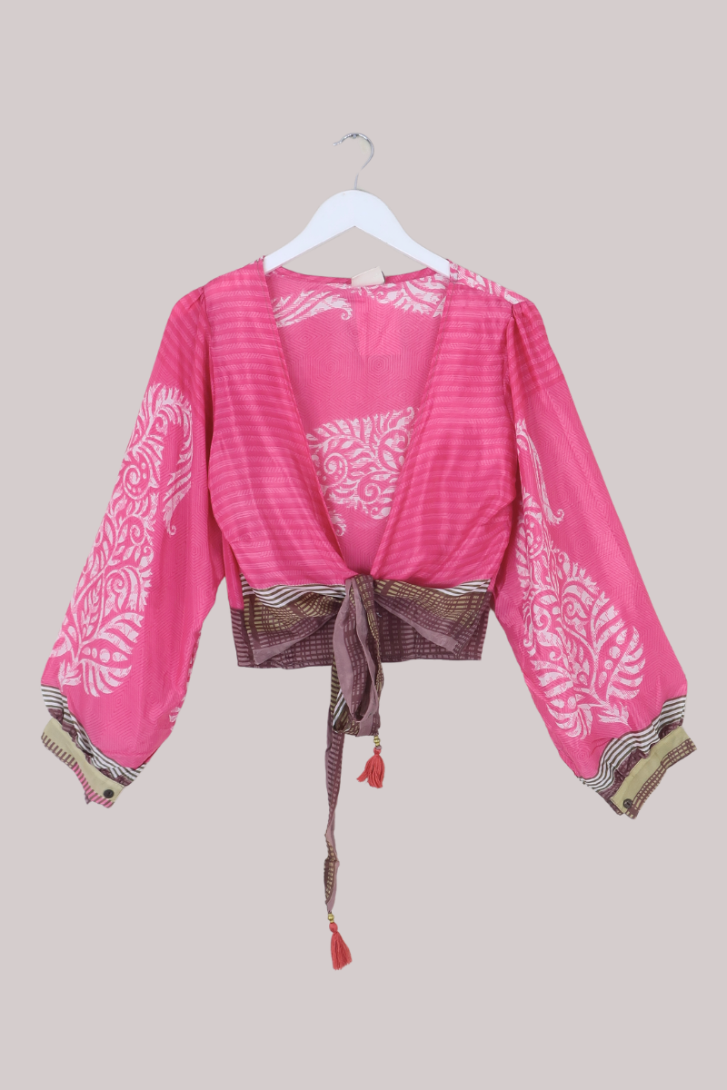 Lola Wrap Top in Passion Pink - Size L