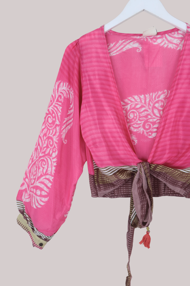 Lola Wrap Top in Passion Pink - Size L