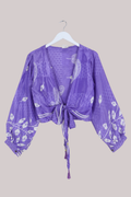 Lola Wrap Top in Periwinkle Paisley - Size L