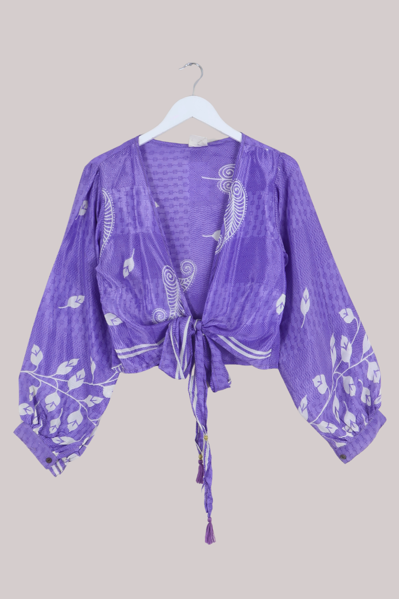 Lola Wrap Top in Periwinkle Paisley - Size L