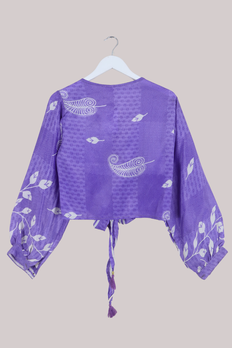 Lola Wrap Top in Periwinkle Paisley - Size L