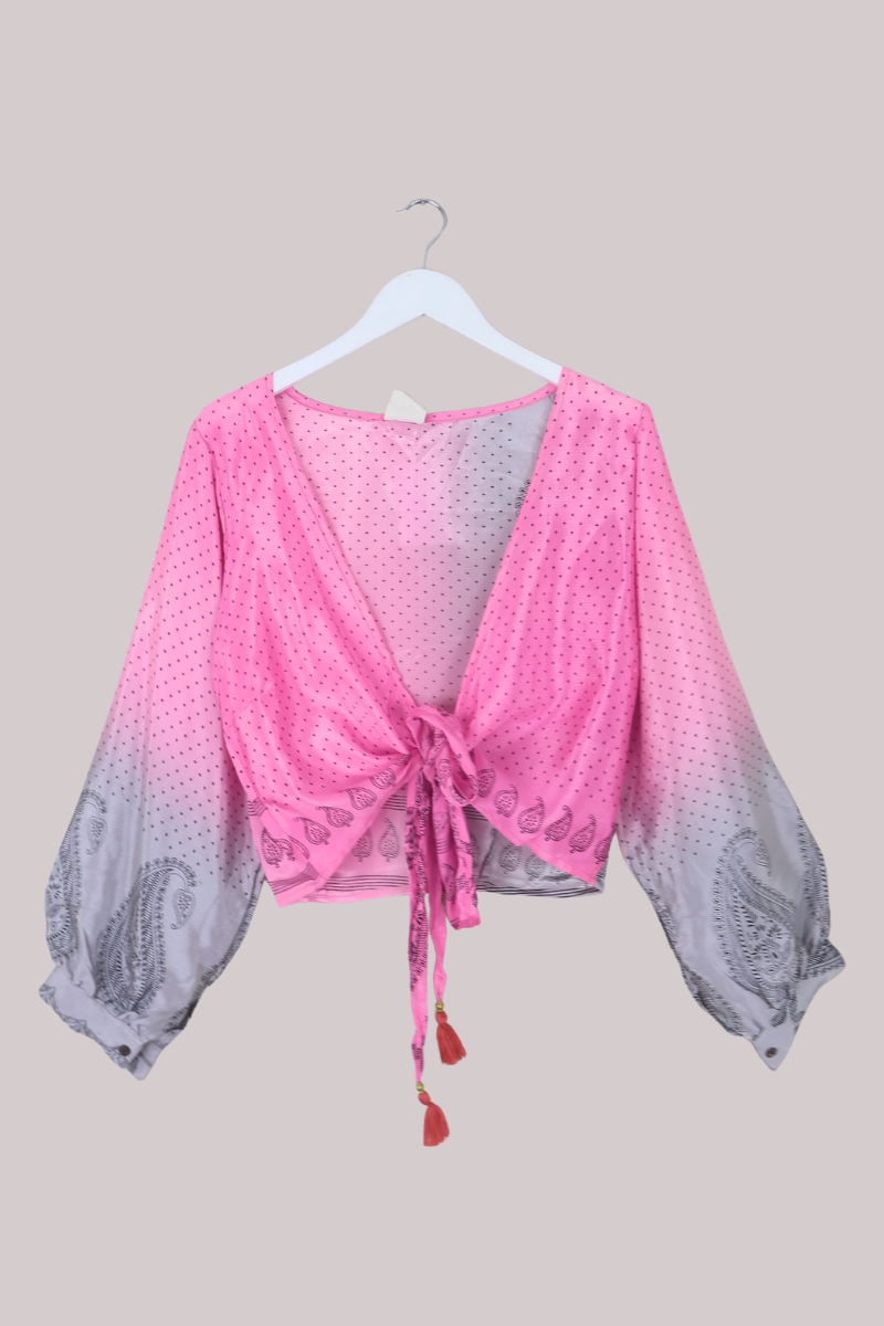 Lola Wrap Top in Pretty In Pink - Size L