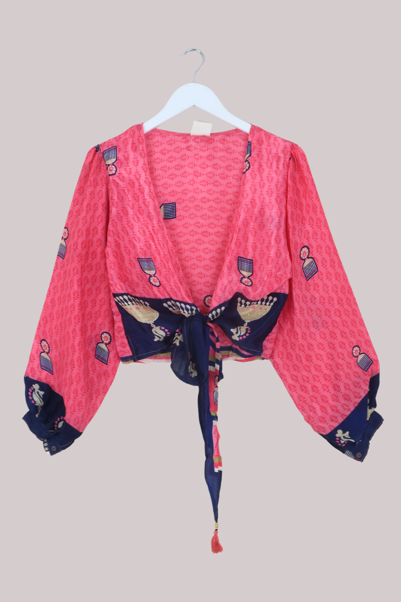 Lola Wrap Top in Punchy Pink - Size M