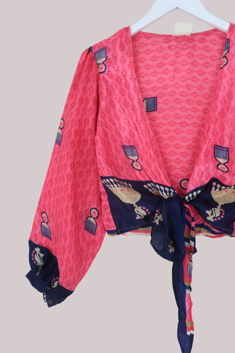 Lola Wrap Top in Punchy Pink - Size M
