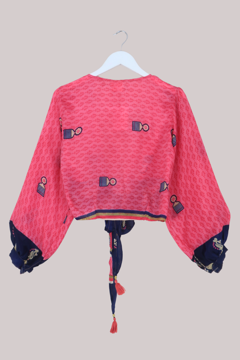Lola Wrap Top in Punchy Pink - Size M