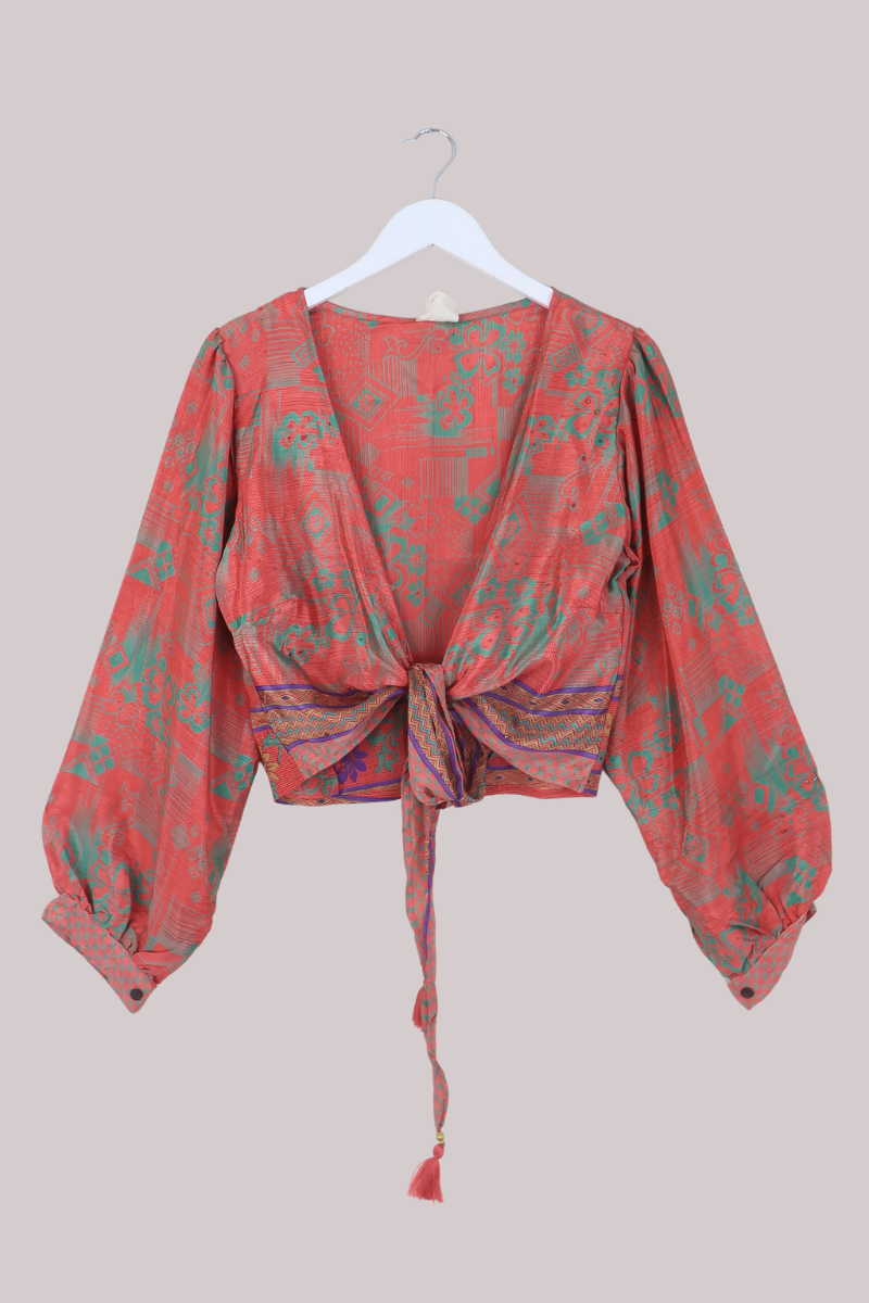 Lola Wrap Top in Rosemary Florals - Size L