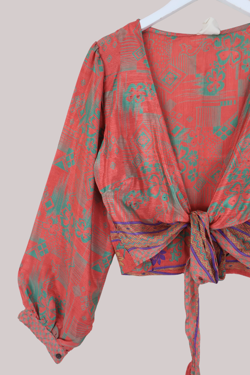Lola Wrap Top in Rosemary Florals - Size L