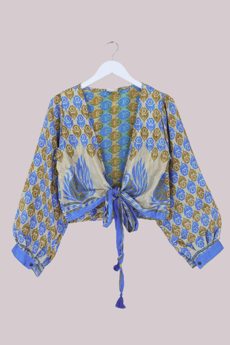 Lola Wrap Top in Sand Dune Florals - Size M