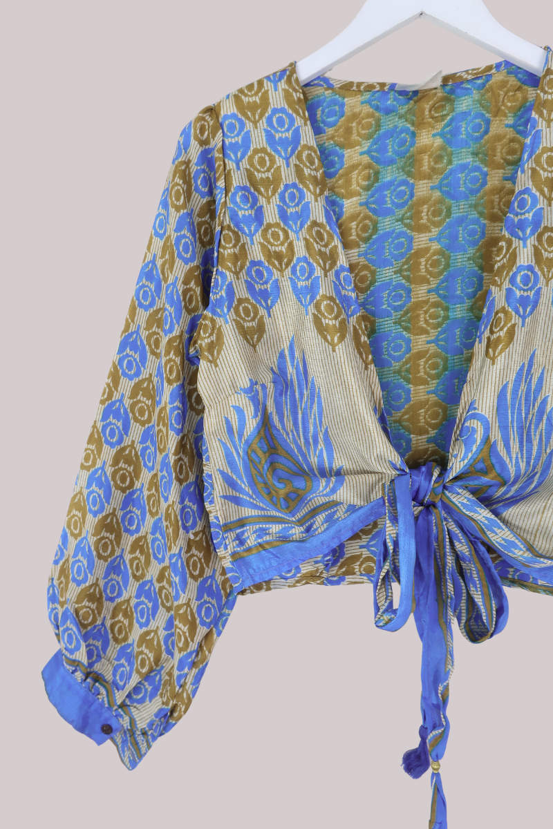 Lola Wrap Top in Sand Dune Florals - Size M