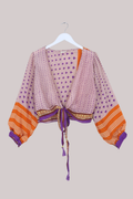 Lola Wrap Top in Seville Orange & Plum - Size M