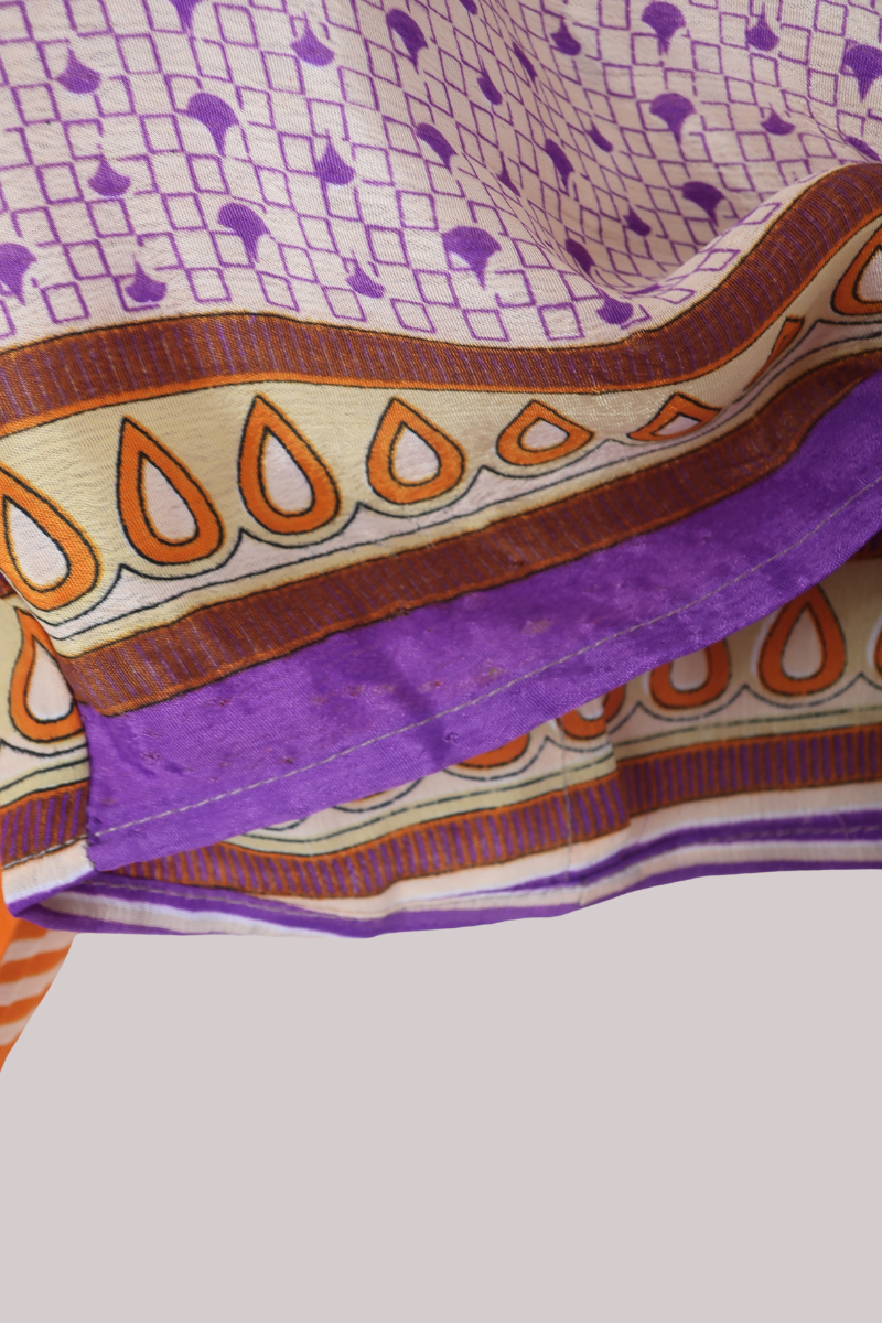 Lola Wrap Top in Seville Orange & Plum - Size M