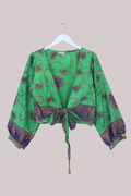 Lola Wrap Top in Shamrock Green Paisley - Size L