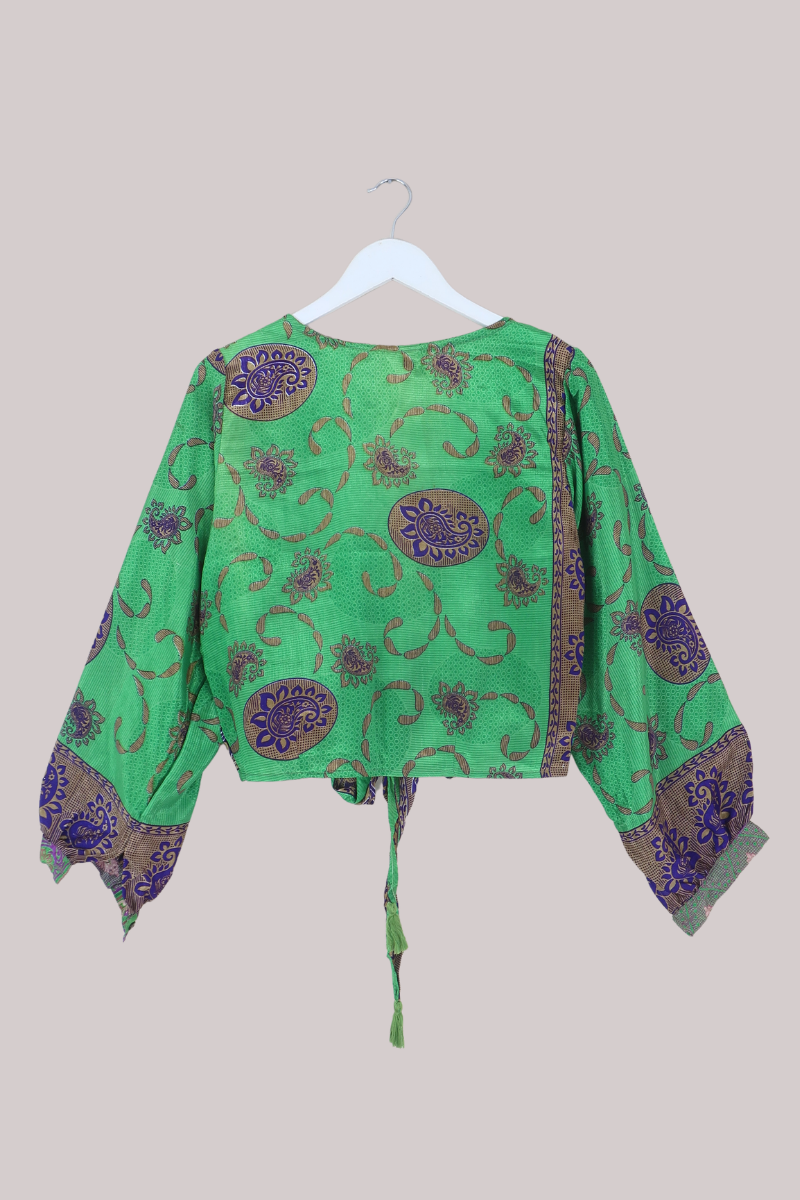 Lola Wrap Top in Shamrock Green Paisley - Size L
