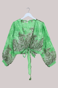 Lola Wrap Top in Sour Apple Florals - Size L