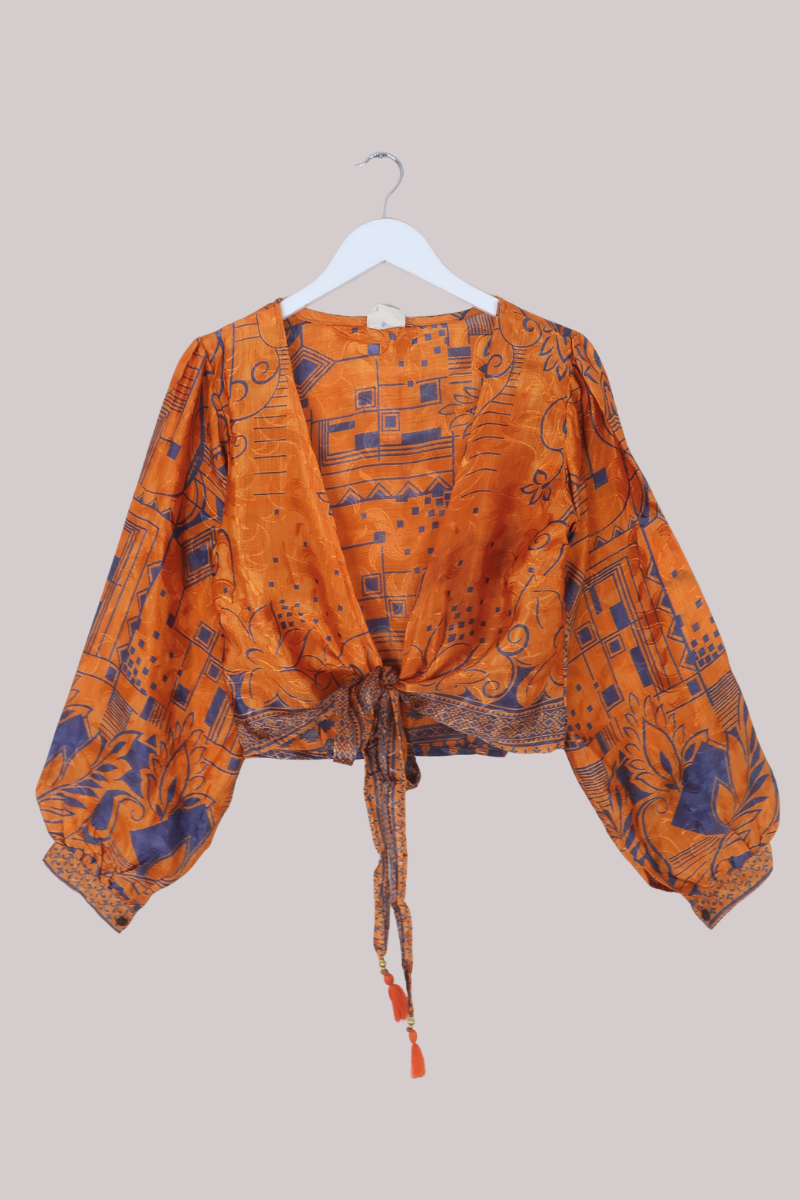 Lola Wrap Top in Spiced Orange - Size L