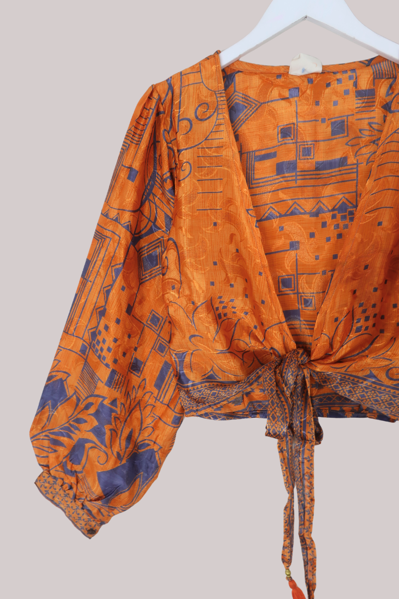 Lola Wrap Top in Spiced Orange - Size L