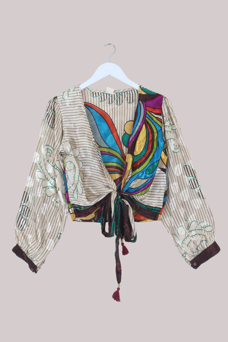 Lola Wrap Top in Stain Glass Paisley - Size M