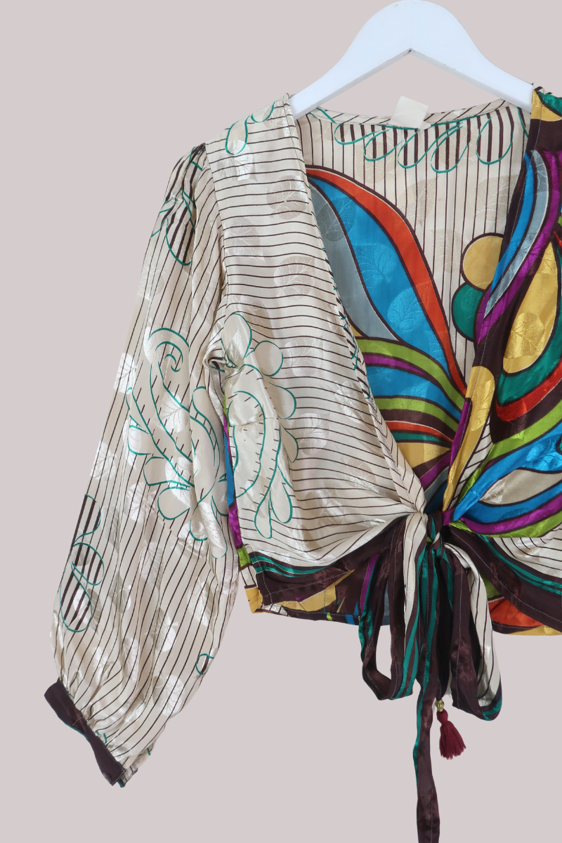 Lola Wrap Top in Stain Glass Paisley - Size M
