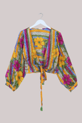Lola Wrap Top in Vibrant Flower Festival - Size M