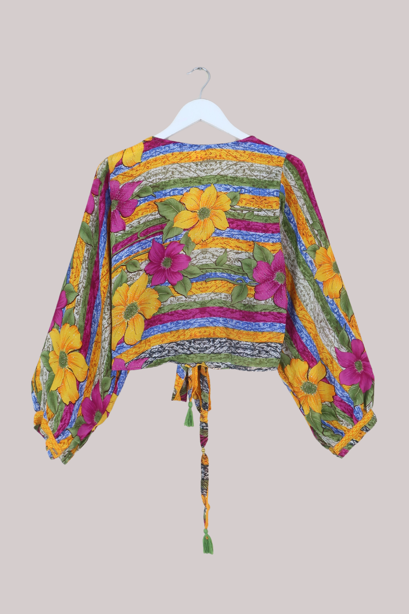 Lola Wrap Top in Vibrant Flower Festival - Size M