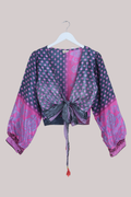 Lola Wrap Top in Violet Rose Patchwork - Size L