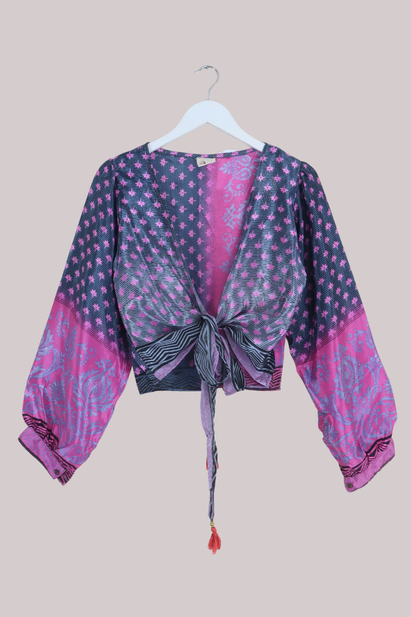 Lola Wrap Top in Violet Rose Patchwork - Size L