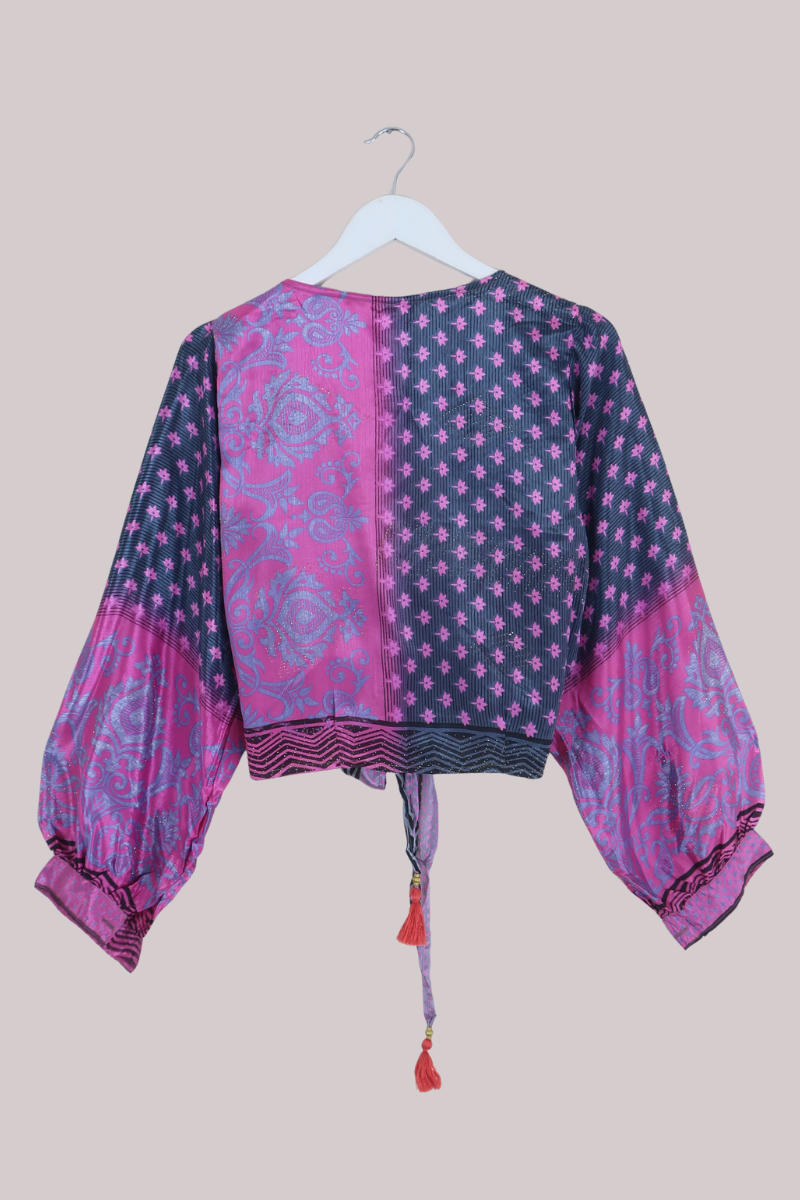 Lola Wrap Top in Violet Rose Patchwork - Size L