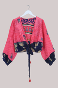Lola Wrap Top in Vivacious Pink - Size M