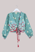 Lola Wrap Top in Windermere Blue Florals - Size S