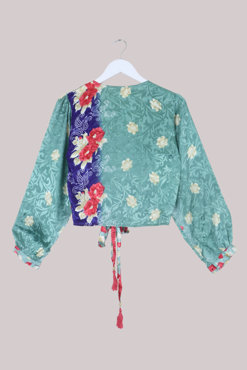 Lola Wrap Top in Windermere Blue Florals - Size S