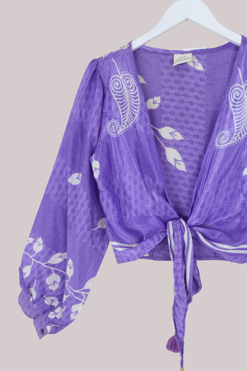 Lola Wrap Top in Wisteria Paisley - Size L