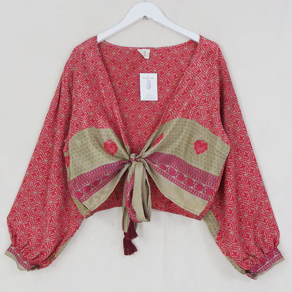 Lola Wrap Top | Cerise Pink Stone Tiles | Size L/XL | All