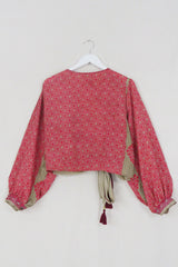 Lola Wrap Top - Cerise Pink & Stone Tiles - Size L/XL by All About Audrey