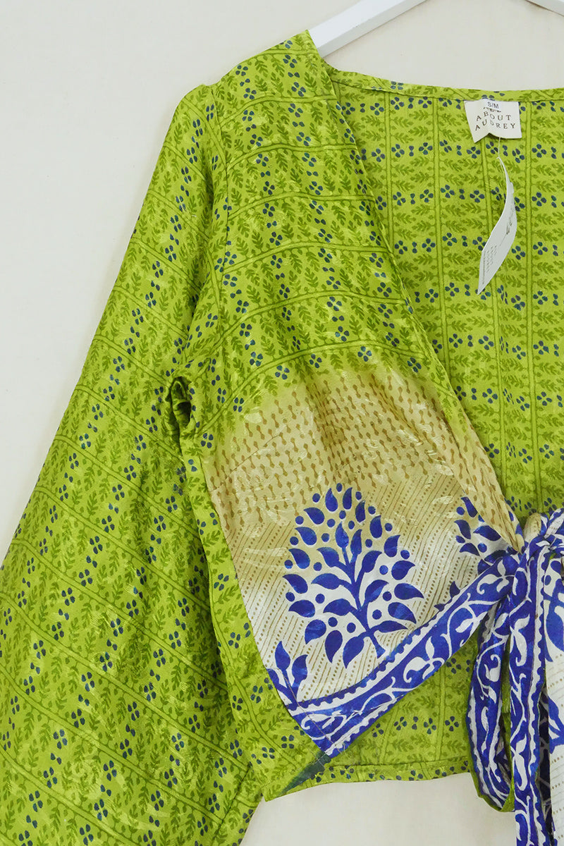 Lola Wrap Top - Forget-Me-Not Green - Size S/M by All About Audrey