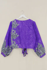 Lola Wrap Top - Pure Lavender & Rhinestone Roses - Size S/M by All About Audrey