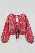 Lola Wrap Top - Hot Pink Hibiscus - Size S/M by All About Audrey