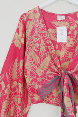 Lola Wrap Top - Hot Pink Hibiscus - Size S/M by All About Audrey