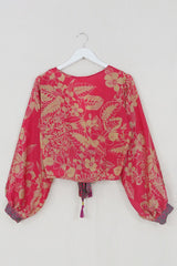 Lola Wrap Top - Hot Pink Hibiscus - Size S/M by All About Audrey