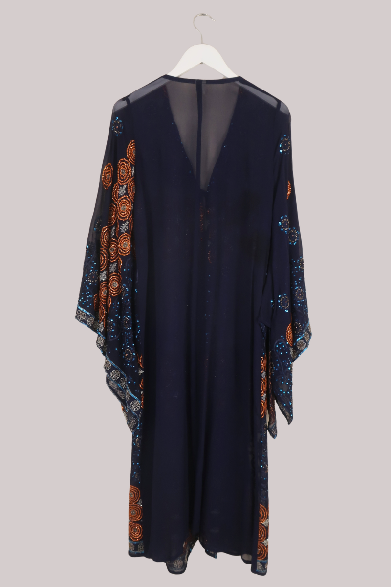 Cassidy Vintage Sheer Beaded Sari Gown in Bonfire Night