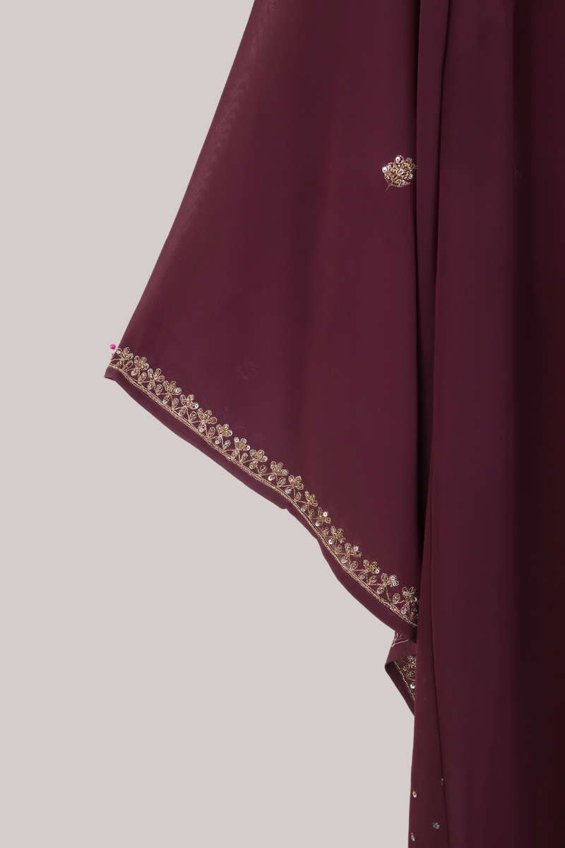 Cassidy Vintage Sheer Beaded Sari Gown in Boysenberry Sparkle