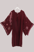 Cassidy Vintage Sheer Beaded Sari Gown in Cherry Red Blush