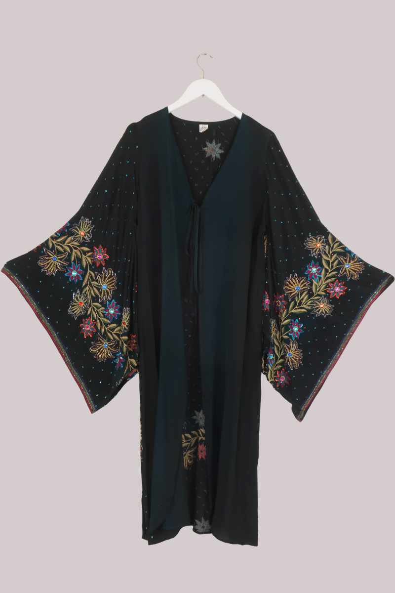 Cassidy Vintage Sheer Beaded Sari Gown in Dazzling Bouquet