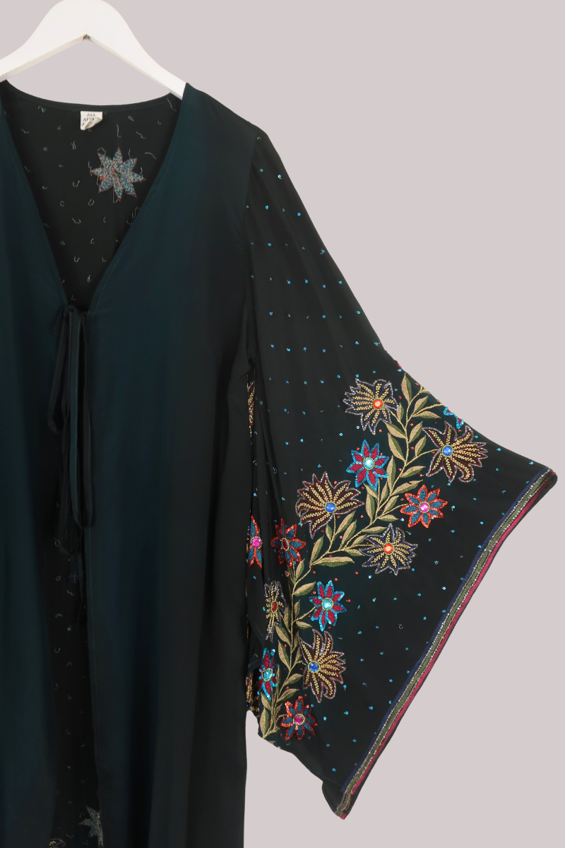 Cassidy Vintage Sheer Beaded Sari Gown in Dazzling Bouquet
